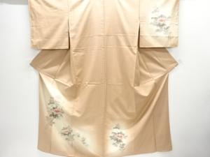 枝花模様手織り紬訪問着